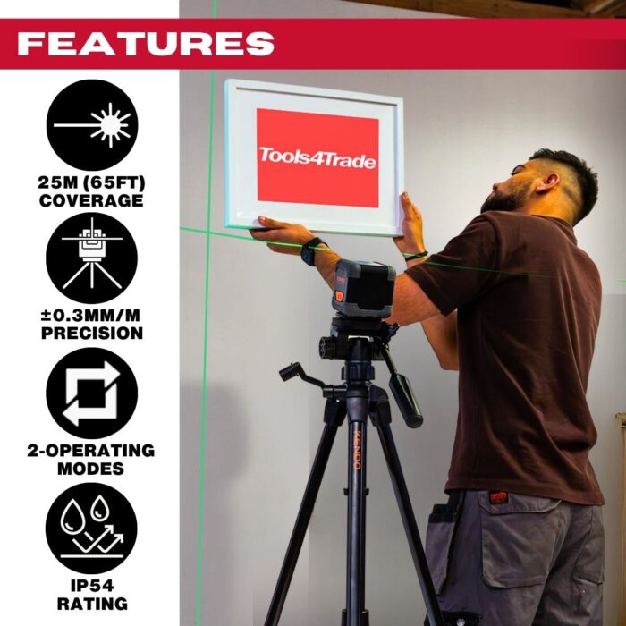 Kendo 20m Self-Levelling Laser Level with 360° Bracket - Image 2
