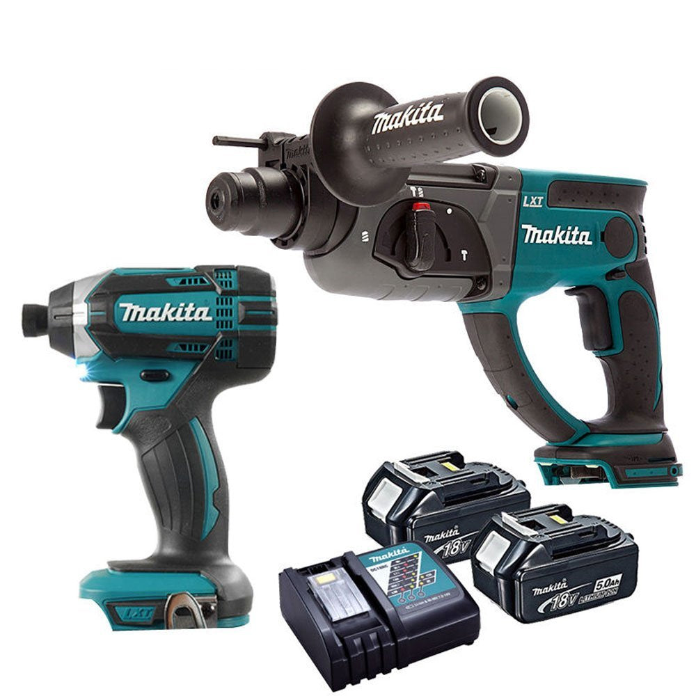 9242-r Makita Rotary Hammer Drill & Impact Driver with 2 x 5.0Ah Batteries & Charger - Image 1