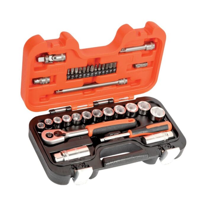 Bahco 3/8in Drive Socket Set 34 Piece Premium Quality Tool Kit for Mechanics XMS24SS38 - Image 2