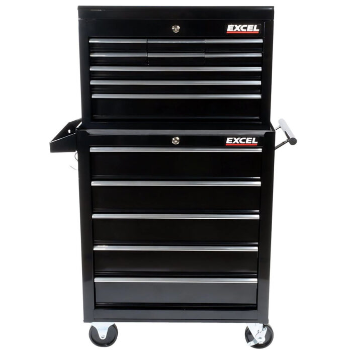 Excel 14 Drawers Tool Chest Storage Roller Cabinet Black - Image 3