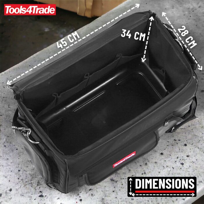Tools4Trade 20" (50cm) Heavy-Duty Tool Bag with Multi-Pockets & Hard Base - Black - Image 3