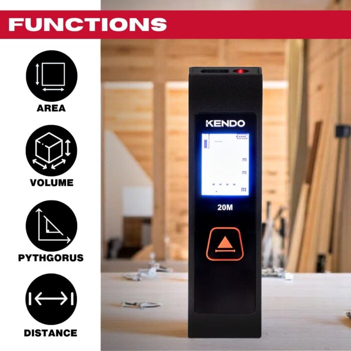 Kendo 20m Laser Measure – Compact Digital Distance Meter, ±2mm Accuracy, One-Button, IP54, Pocket Size - Image 3