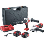 FLEX 18V Brushless Combi Drill & Angle Grinder Kit 2 x 5.0Ah