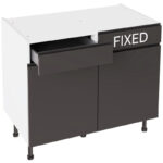 Kitchen Kit J-Pull Drawerline Base Cabinet Flatpack Gloss Graphite 1000mm