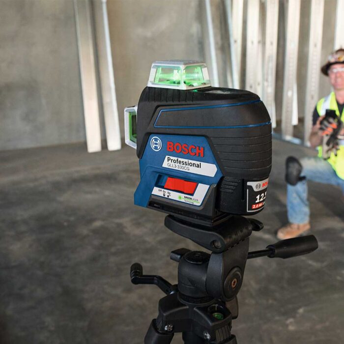 BOSCH GLL3-330CG-B 360-Degree Green Beam Three-Plane Line Laser Level with 2 Batteries - Image 11
