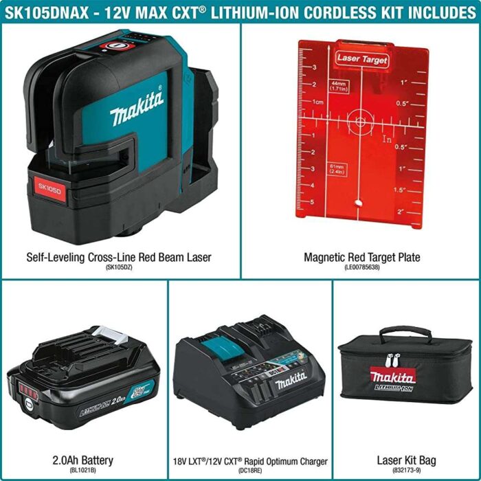 Makita SK105DNAX 12V max CXT Lithium-Ion Cordless Self-Leveling Cross-Line Red Beam Laser Kit (2.0Ah) - Image 3