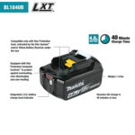 Makita BL1840BSCX3 18V LXT Lithium-Ion Battery and Charger Starter Pack, 3ea. BL1840B, DC18SD, XAG25Z, E-07406 (4.0Ah) + Free Item - Image 3