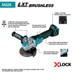 Makita XAG26Z 18V LXT Lithium-Ion Brushless Cordless 4-1/2 / 5" Paddle Switch X-LOCK Angle Grinder - Image 2