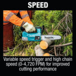 Makita XCU10Z 18V LXT® Lithium-Ion Brushless Cordless 12" Top Handle Chain Saw + Free Item - Image 6