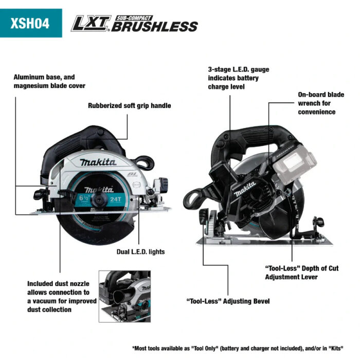 Makita XSH04ZB 18V LXT Sub-Compact Brushless Cordless 6-1/2" Circular Saw - Image 2