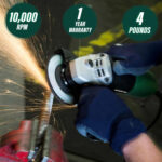 Metabo HPT G12SR4M 4-1/2 Inch 6.2 Amp Slide Switch Angle Grinder Kit w/ 5 Abrasive Wheels - Image 4