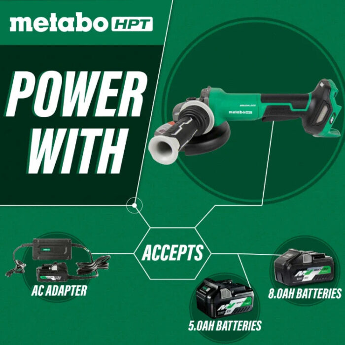 Metabo HPT G3615DVFQ6M 36V MultiVolt™ Cordless Brushless 6" Variable Speed Paddle Switch Angle Grinder (Tool Body Only) - Image 3