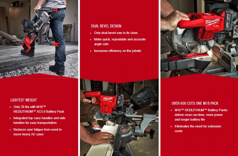 Milwaukee 2733-21 M18 FUEL™ 7-1/4” Dual Bevel Sliding Compound Miter Saw Kit