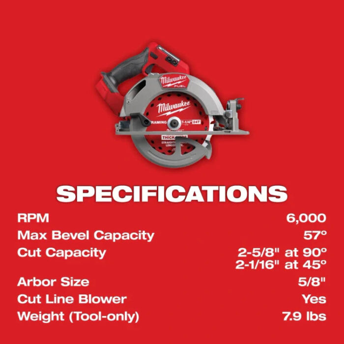 Milwaukee 2834-20 M18 FUEL™ 7-1/4” Circular Saw (Tool Only) - Image 8