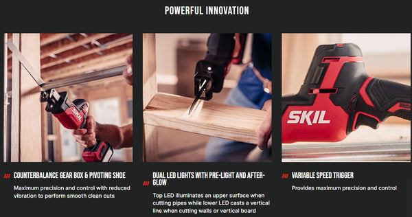 SKIL RS5825B-00 PWR CORE 20™ Brushless 20V Compact Reciprocating Saw (Tool Only)