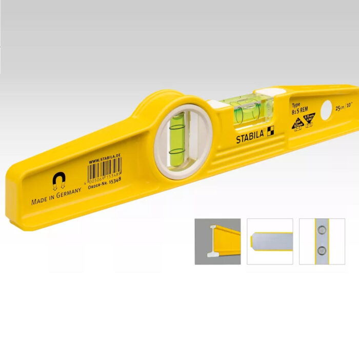 Stabila 48380 Magnetic 3 Spirit Level Set - 24 inch 48 inch 10 inch Torpedo and Case - Image 3