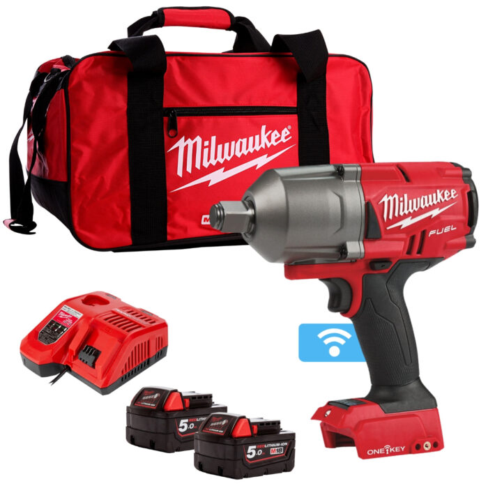 Milwaukee M18ONEFHIWF34-502B 18V FUEL 3/4" Impact Wrench with 2 x 5.0Ah Battery Charger & 3/4" Socket Set - Image 2