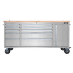 Excel 72" 10 Drawer Stainless Steel Roller Cabinet & Heavy Duty Workbench - Image 4