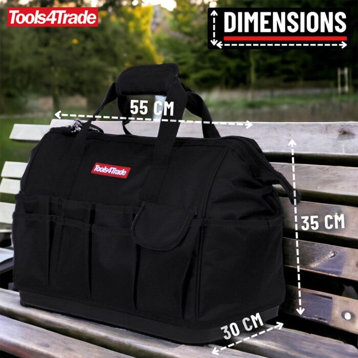 Tools4Trade 18" (45cm) Tool Bag with Multi-Pockets & Hard Base - Black - Image 4