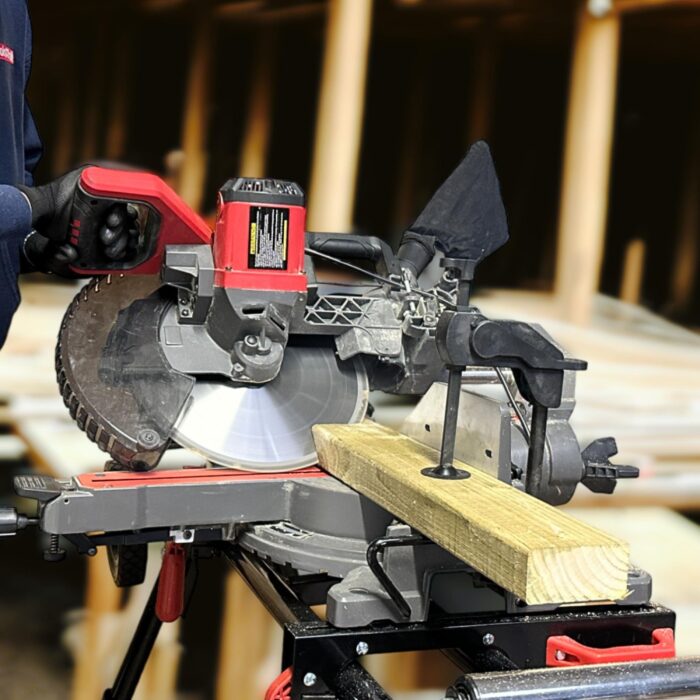 Excel 12" 305mm Sliding Mitre Saw Double Bevel 1800W/240V with Laser & Universal Wheel Stand - Image 7