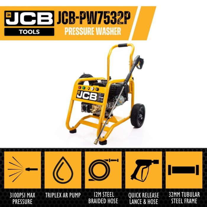 JCB PW7532P Petrol Pressure Washer 3100psi/213bar, Annovi Reverberi Triplex AR Pump 10.7l/min Flow Rate - Image 14