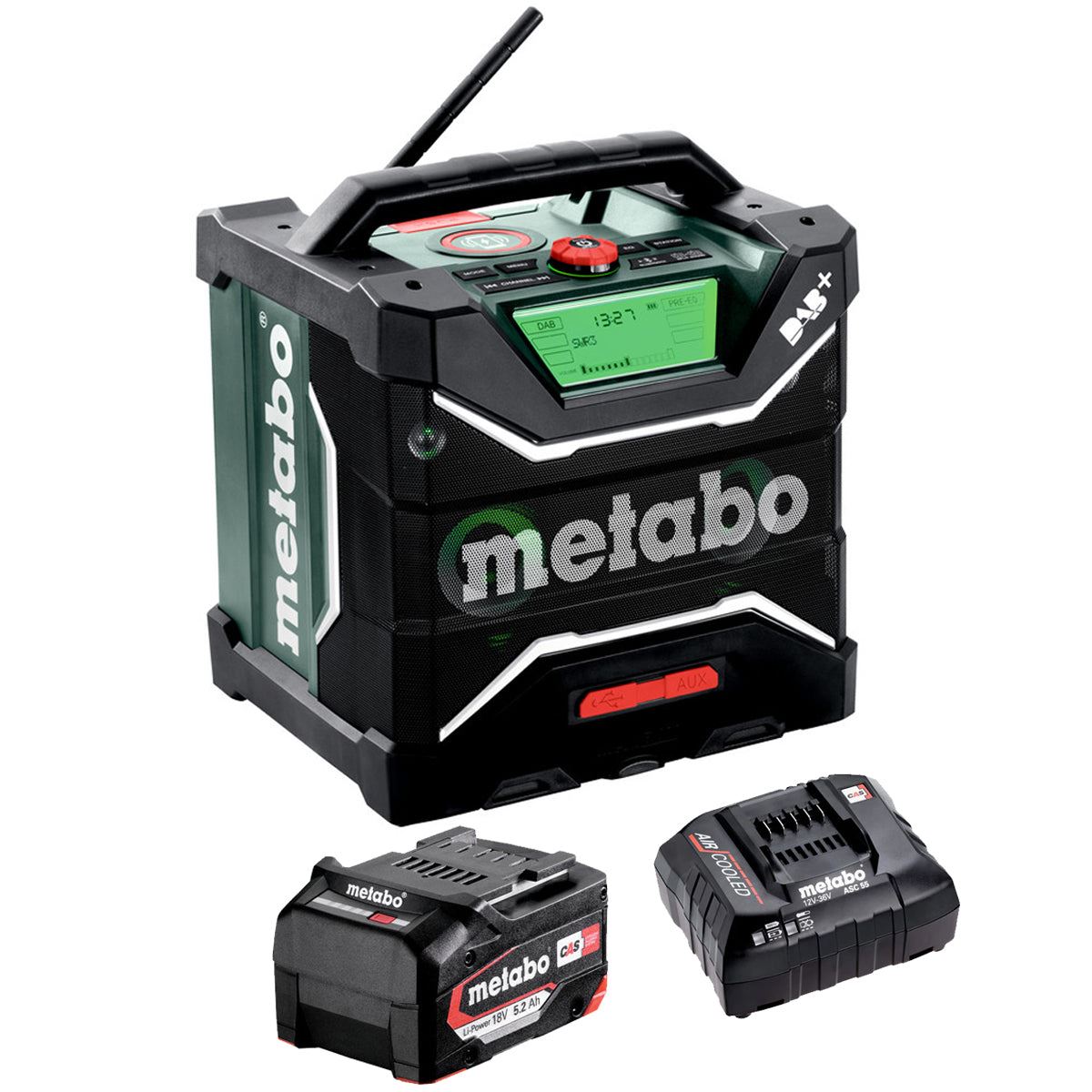 a8f8d02e-a438-430f-8cd9-40916a449fb8 Metabo RC 12-18 32W BT DAB+ 12-18V Bluetooth Radio with 1 x 5.2Ah Battery & Charger - Image 1