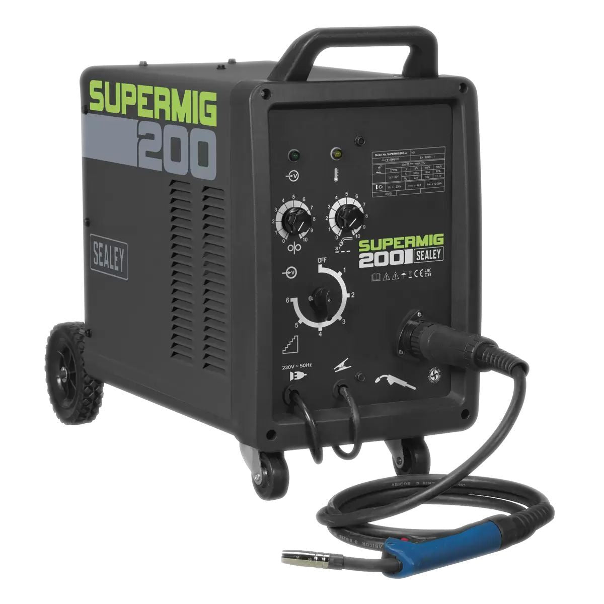 aa7cefdc-4f7e-47e0-be9d-bd145c576ae8 Sealey SUPERMIG200 200A Professional MIG Welder with Binzel Euro Torch 230V - Image 1