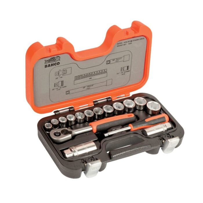 Bahco 3/8in Drive Socket Set 34 Piece Premium Quality Tool Kit for Mechanics XMS24SS38 - Image 3