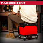 Excel Utility Seat with Toolbox – Padded Rolling Work Stool with 3 Drawers, Can Holders & 150kg Load Capacity - Image 3