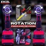 Excel 18V Cordless Brushless 1/2'' Impact Wrench with 1 x 2.0Ah Battery & Charger - Image 7