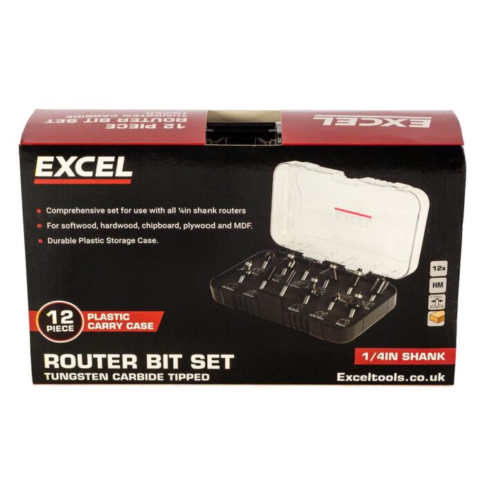 Excel 1/4in Shank TCT Router Cutter Bit 12 Piece Set - Image 8
