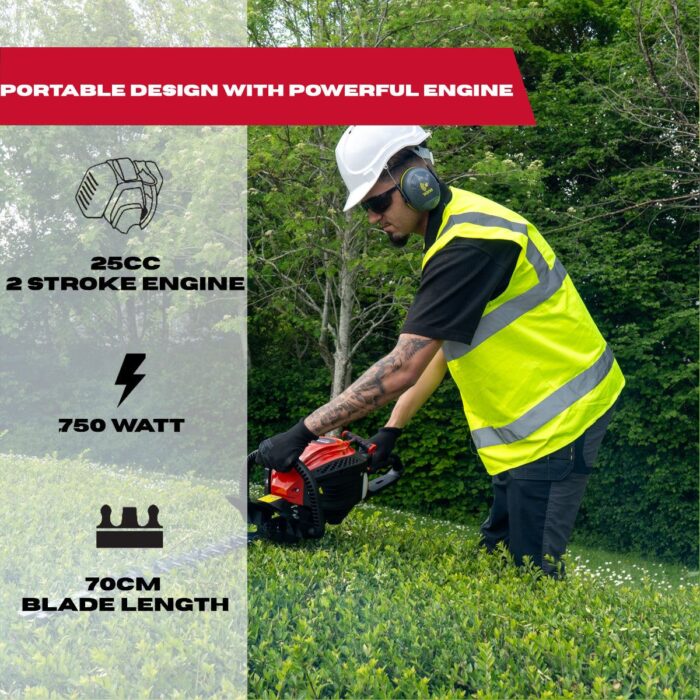 Excel 600mm 25cc Petrol Hedge Trimmer with Engine Oil - Image 3
