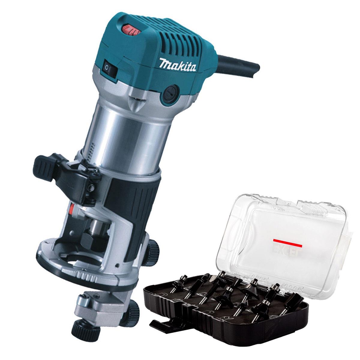 ba48bb1d-5b1e-4832-a226-64e21a52c05e Makita RT0702CX4/2 240V Router Trimmer with 1/4" 12 Piece Cutter Set - Image 1