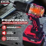 Excel 18V Brushless Twin Pack Impact Driver & Combi Drill with 2 x 4.0Ah Battery & Charger - Image 3