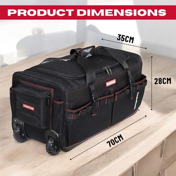 Tools4Trade 26" Heavy Duty Tool Bag with Wheels Black - Image 3