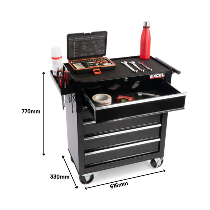 Excel 14 Drawers Tool Chest Storage Roller Cabinet Black - Image 11