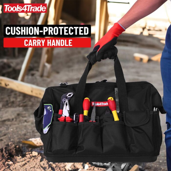 Tools4Trade 18" (45cm) Tool Bag with Multi-Pockets & Hard Base - Black - Image 10