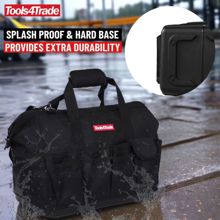 Tools4Trade 18" (45cm) Tool Bag with Multi-Pockets & Hard Base - Black - Image 5