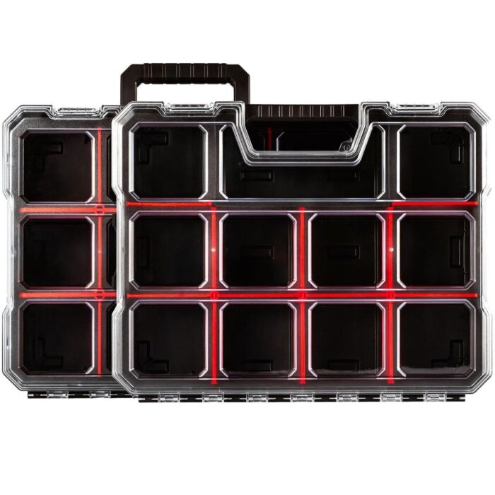 Excel 2-in-1 Tool Organiser Case, Portable Storage with Custom Dividers & Clear Lid - Image 2