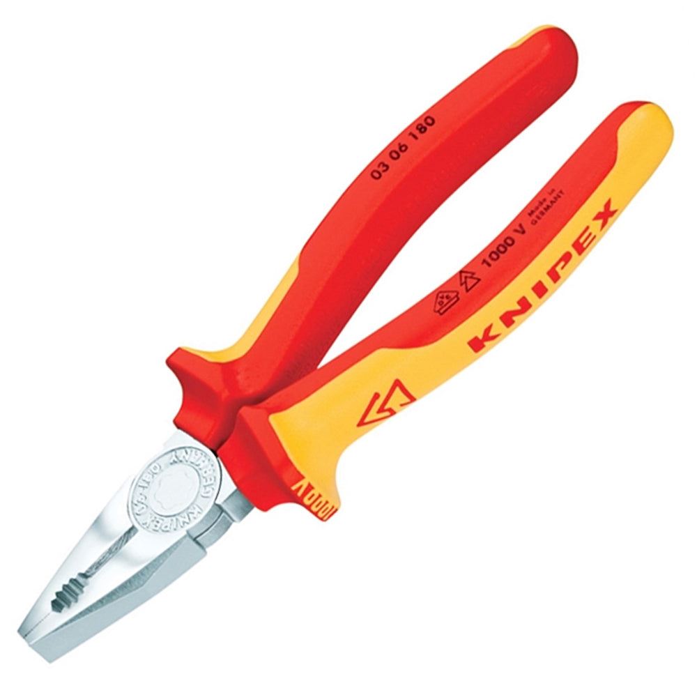 c510836f-0706-4540-bfe9-494a3e6e714c Knipex Combination Pliers 180mm VDE Grips KPX0306180 - Image 1