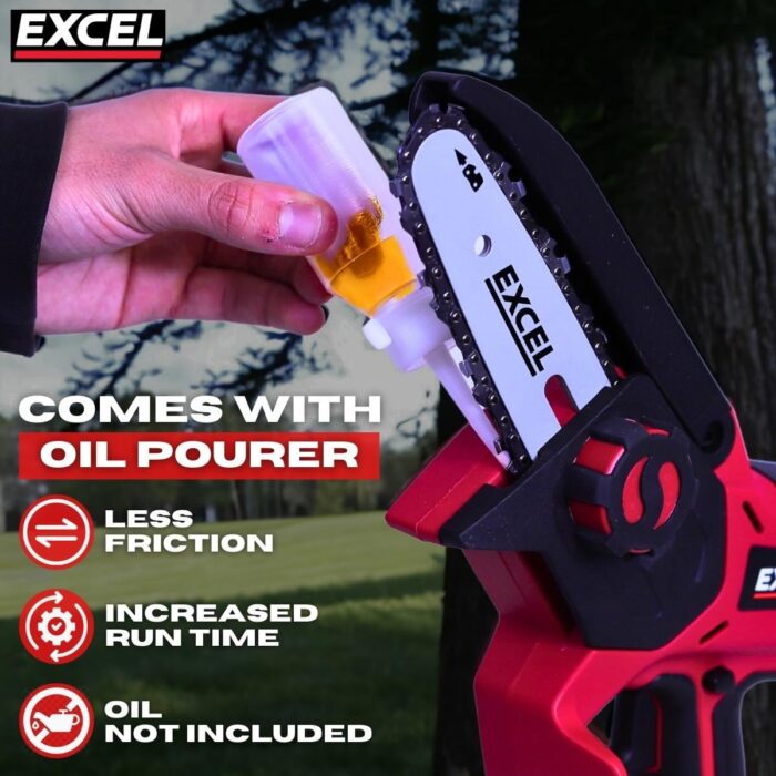 Excel 18V Cordless Mini Chain Saw with 1 x 4.0Ah Battery Charger & Bag - Image 5