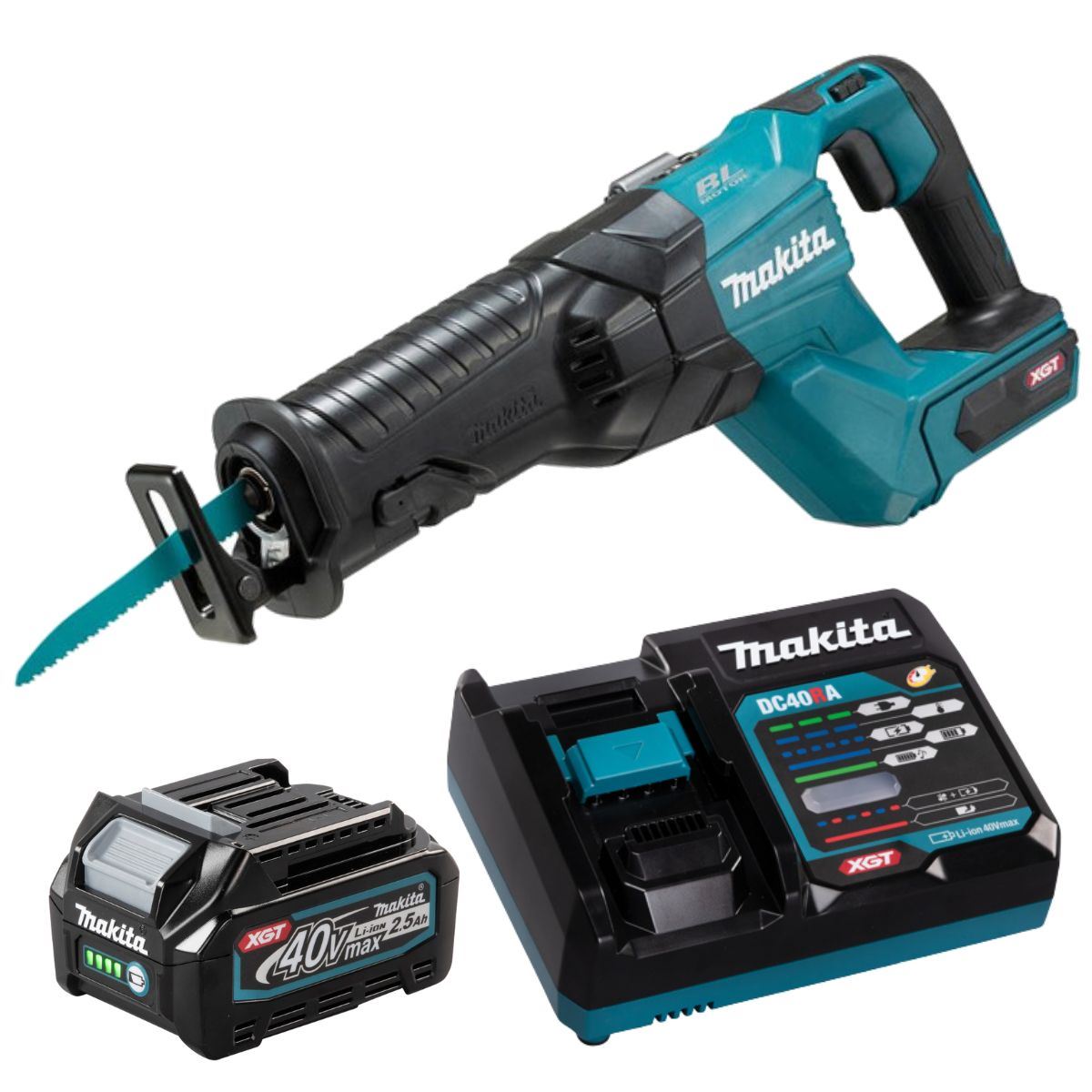 cca7e52b-d0f0-4d58-b343-449db7ac343d Makita JR001GZ 40V Brushless Reciprocating Saw With 1 x 2.5Ah Battery & Charger - Image 1