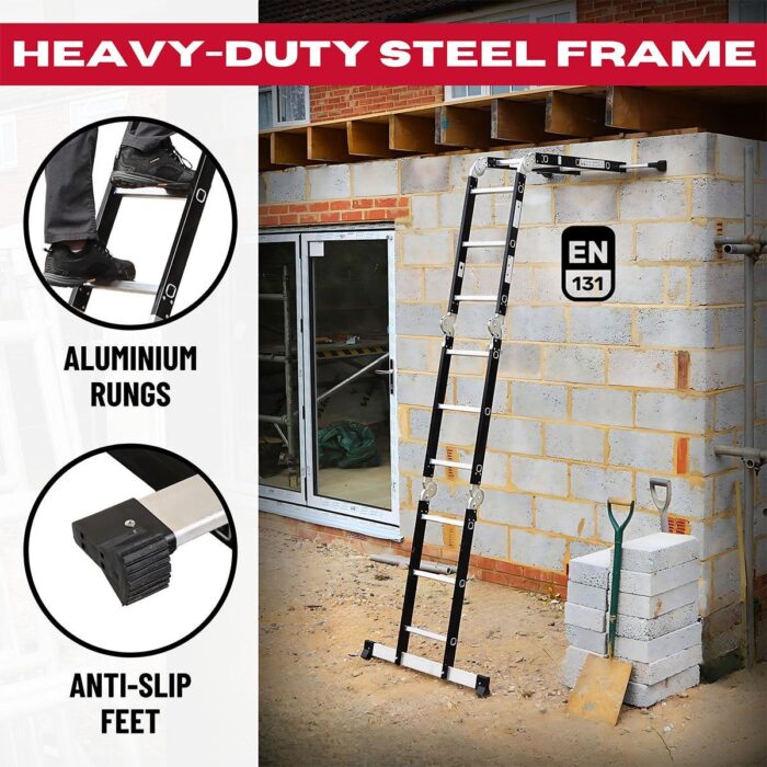 Excel 12 Tread Steel Multi-Purpose Combination Ladder with Platform - Image 5
