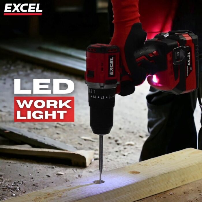 Excel 18V Brushless Twin Pack Impact Driver & Combi Drill with 2 x 4.0Ah Battery & Charger - Image 7