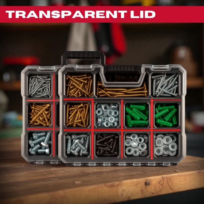 Excel 2-in-1 Tool Organiser Case, Portable Storage with Custom Dividers & Clear Lid - Image 5