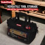 Tools4Trade 18" (45cm) Tool Bag with Multi-Pockets & Hard Base - Black - Image 3