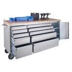 Excel 72" 10 Drawer Stainless Steel Roller Cabinet & Heavy Duty Workbench - Image 5