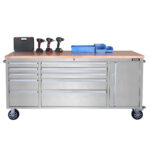 Excel 72" 10 Drawer Stainless Steel Roller Cabinet & Heavy Duty Workbench - Image 6