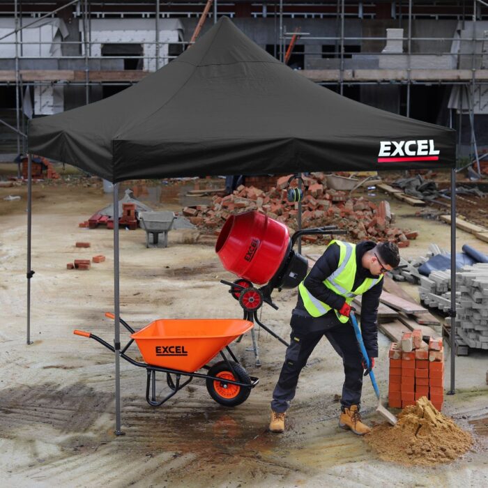 Excel Steel Gazebo 3m x 3m Black Heavy Duty Waterproof with Wheel Bag - Image 4