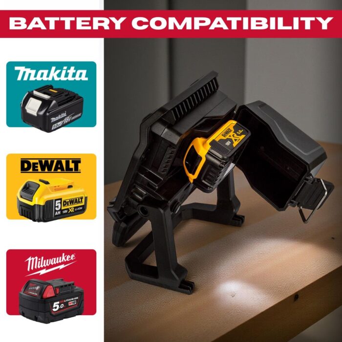 Excel 18V/240V LED Work Light 6500 Lumens with Dewalt 1 x 4.0Ah Battery & Charger - Image 4
